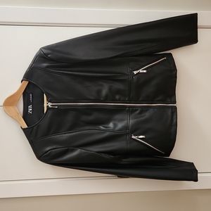Zara NWT Large Faux Leather Blazer Jacket